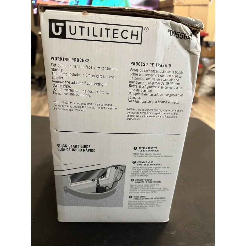Utilitech 1/3 HP Submersible Utility Pump 30 GPM 115V Model 0955647